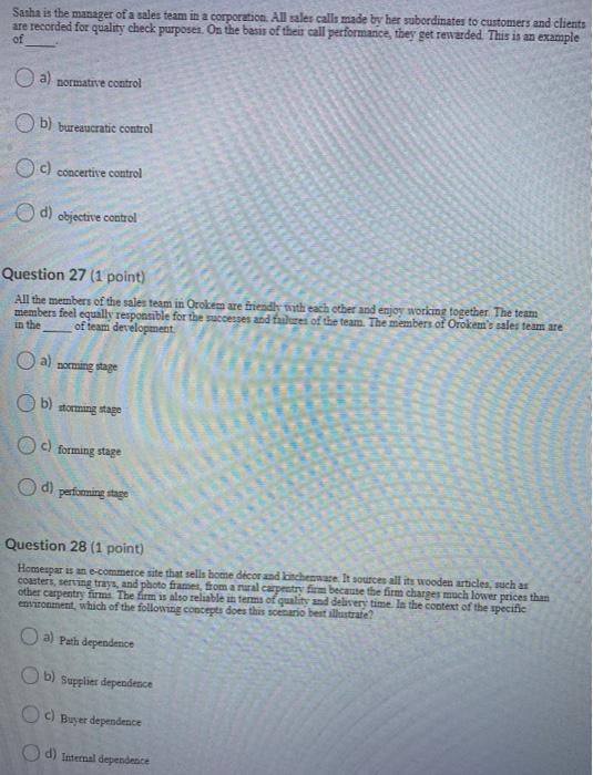 Sasha is the manager of a sales team in a