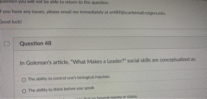 question you will not be able to return to the