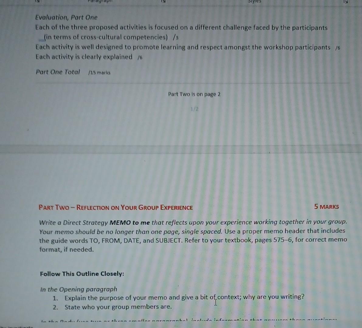 Styles Evaluation, Part One Each of the three
