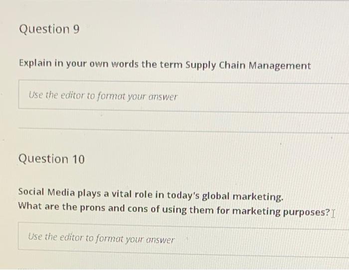 Question 9 Explain in your own words the term