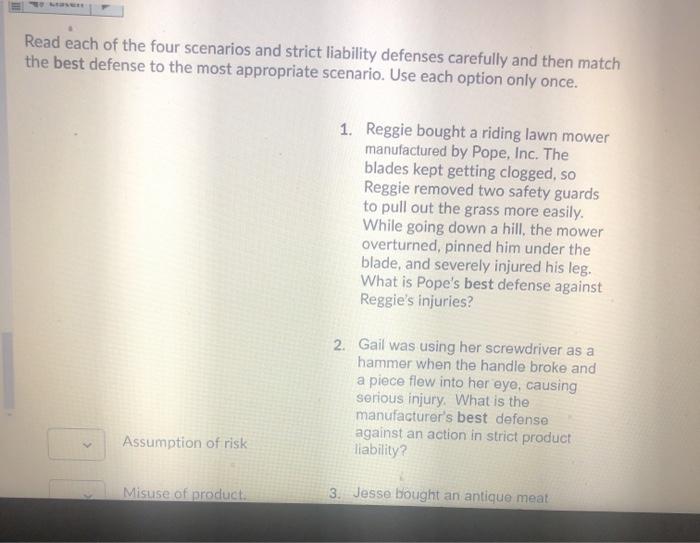 Read each of the four scenarios and strict