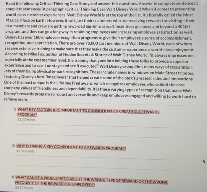 Read the following Critical Thinking Case Study