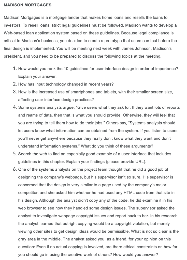 MADISON MORTGAGES Madison Mortgages is a mortgage