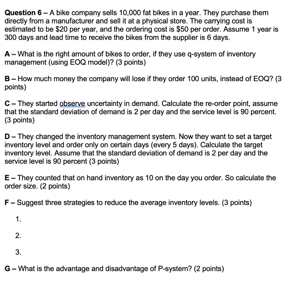 Need help with all of this question Question 6 -