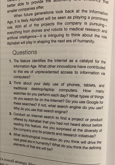 questions 1,4 that better able to provide smaller