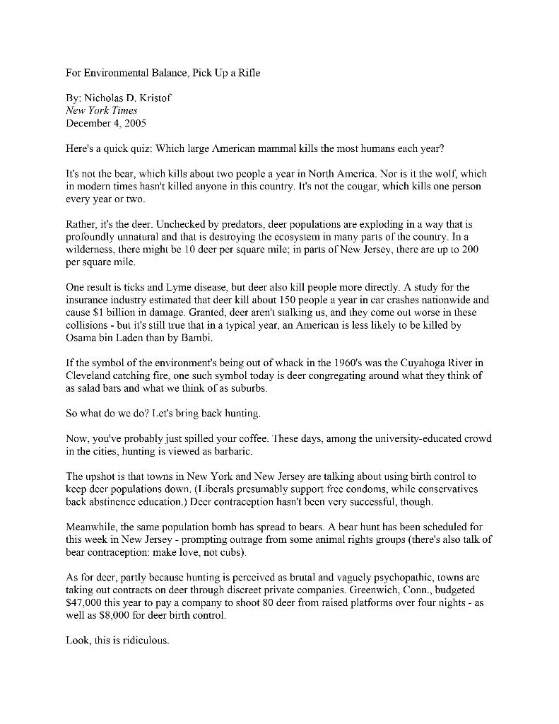 Question: "For Environmental Balance, Pick Up a