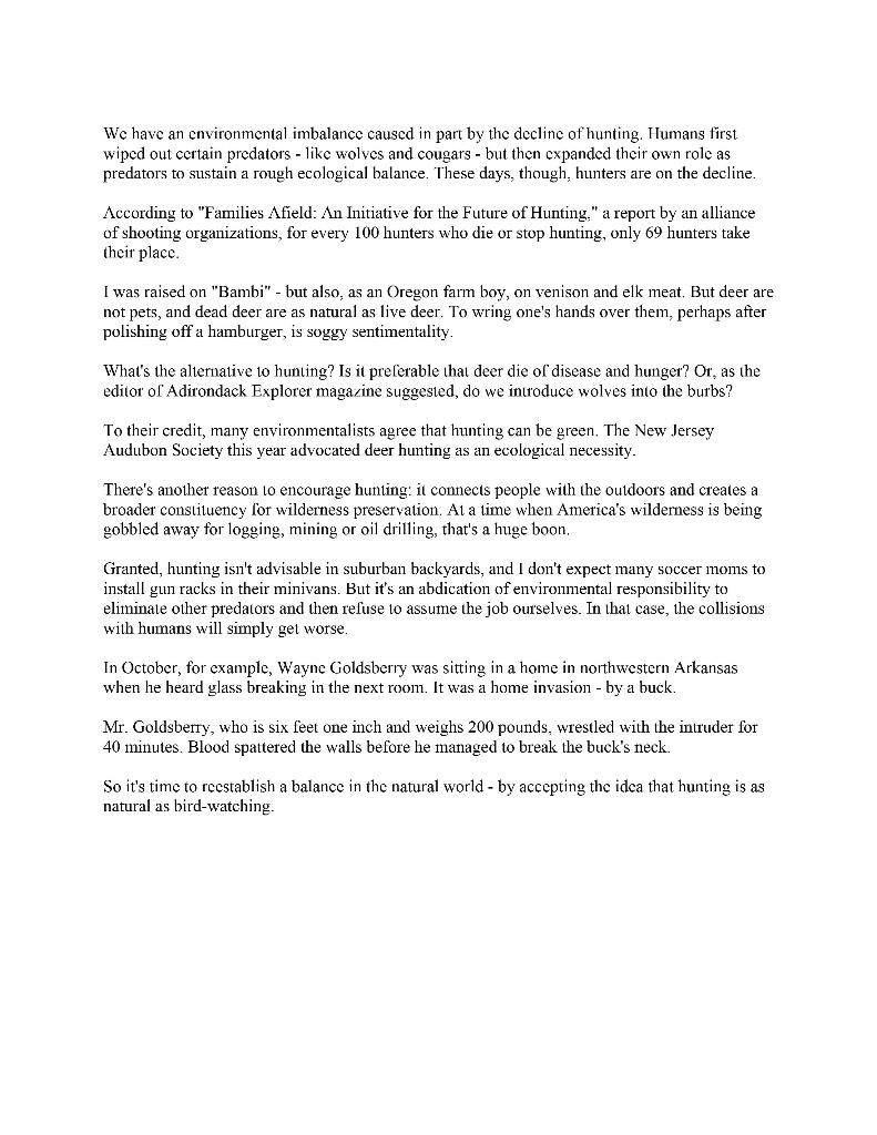 Question: "For Environmental Balance, Pick Up a