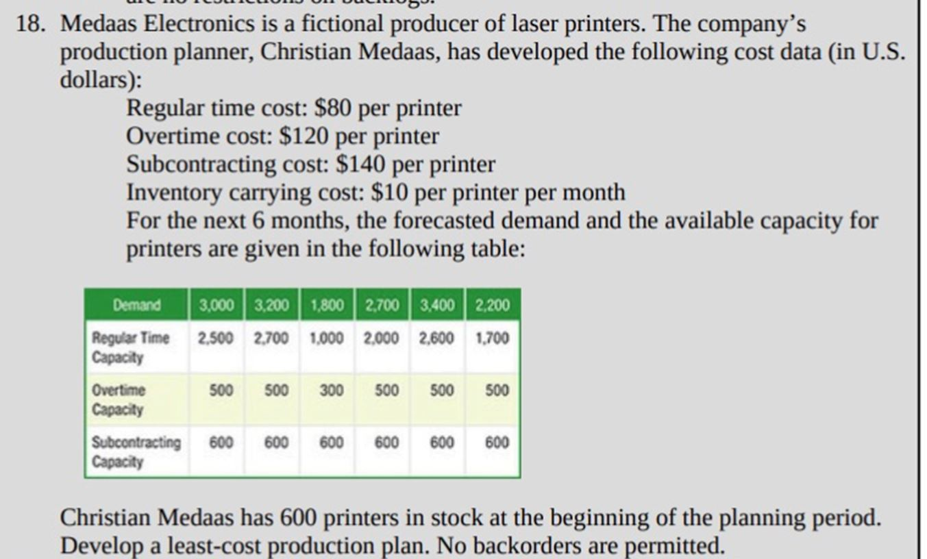 Please answer #18 in excel format with the