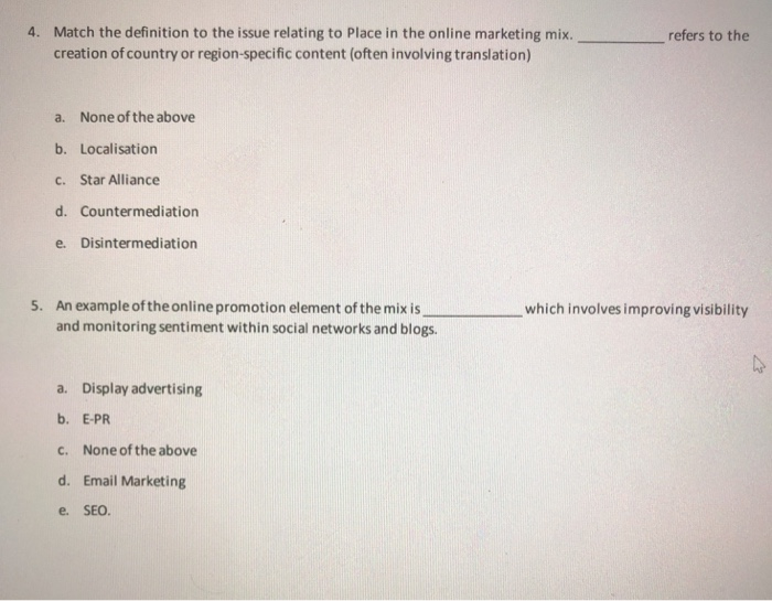 How to answer 4,5 4. Match the definition to the