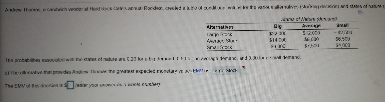 Andrew Thomas, a sandwich vendor at Hard Rock