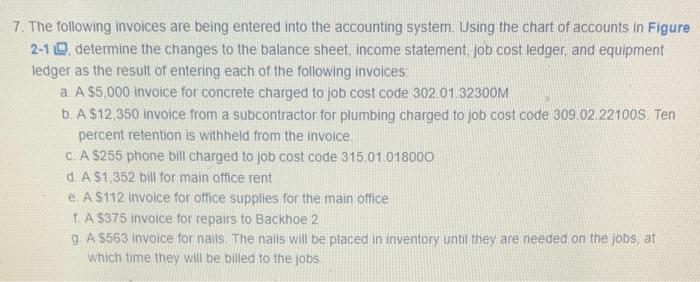 7. The following invoices are being entered into