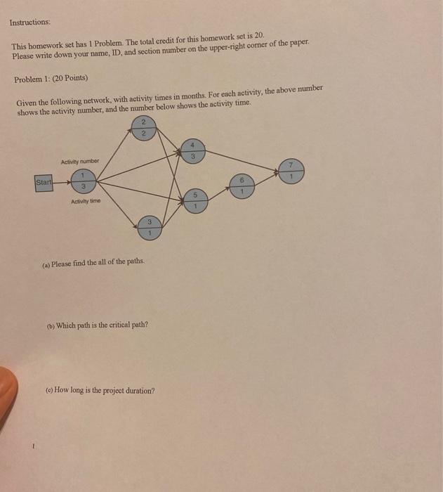 Instructions This homework set has 1 Problem. The