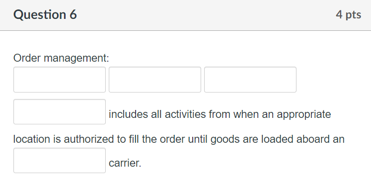 Order management: includes all activities from