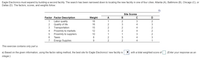 Eagle Electronics must expand by building a