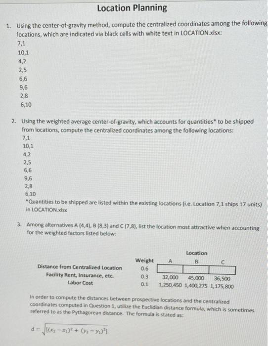 1. Using the center-of-gravity method, compute