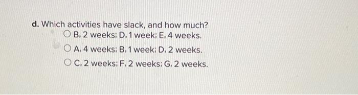Schedule the following activities using CPM: