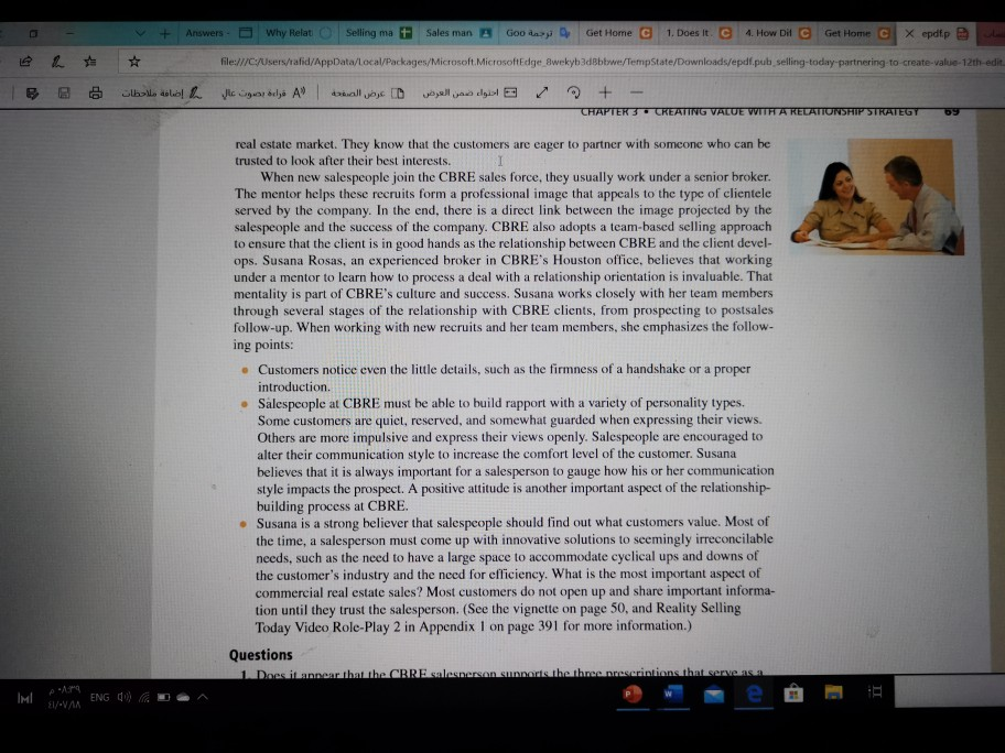 1. Does it appear that the CBRE salesperson