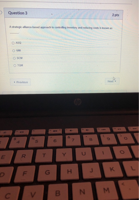 Question 3 2 pts A strategic alliance-based