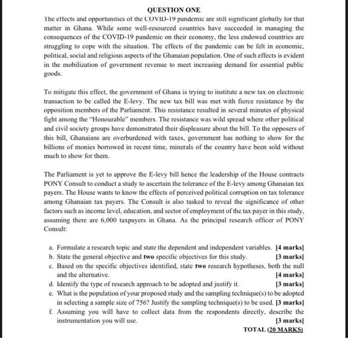 QUESTION ONE The effects and opportunities of the