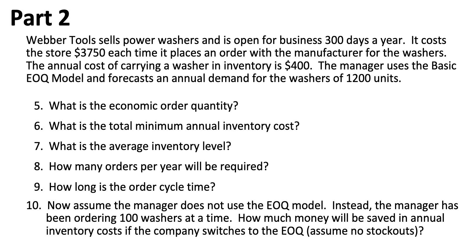 Part 2 Webber Tools sells power washers and is