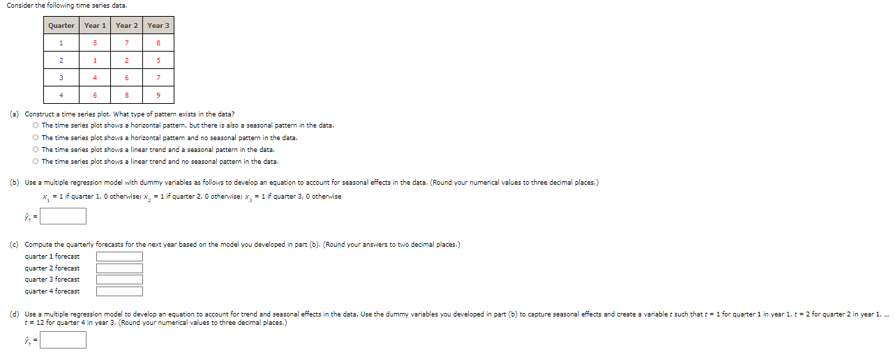 Consider the following time series data. (a)