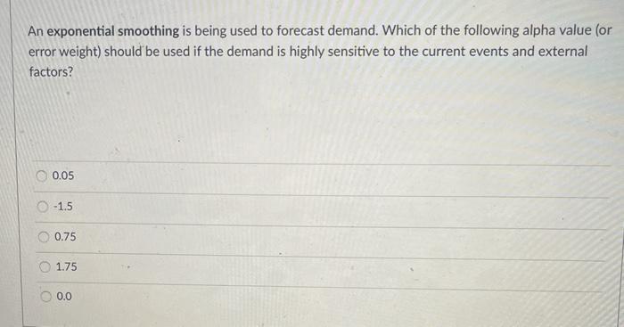 An exponential smoothing is being used to