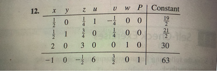 12. -I+MI X Y Z u v w P | Constant 10 1 - 0 0 3 1