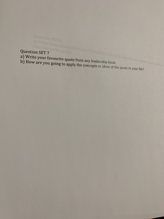 Question SET 7 a) Write your favourite quote from