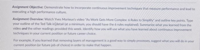 Assignment Objective: Demonstrate how to