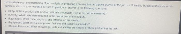 Demonstrate your understanding of job analysis by