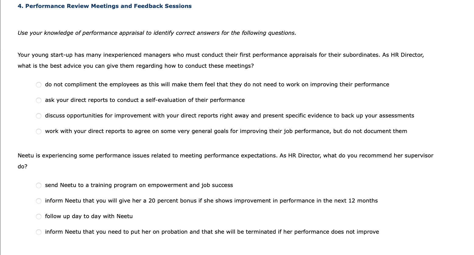 4. Performance Review Meetings and Feedback