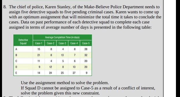 Please answer #8 in excel format with the
