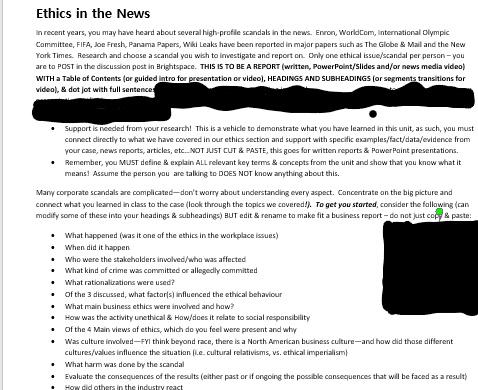 Write a report by picking a recent case on an