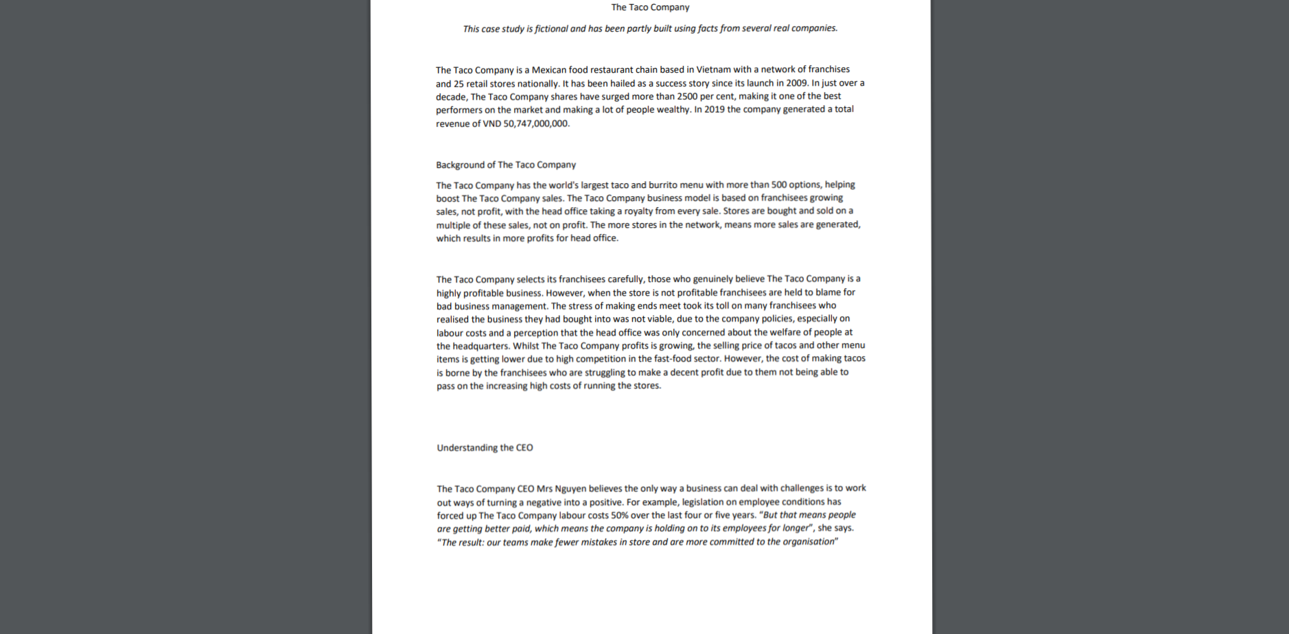 Case study - management You don't need to put