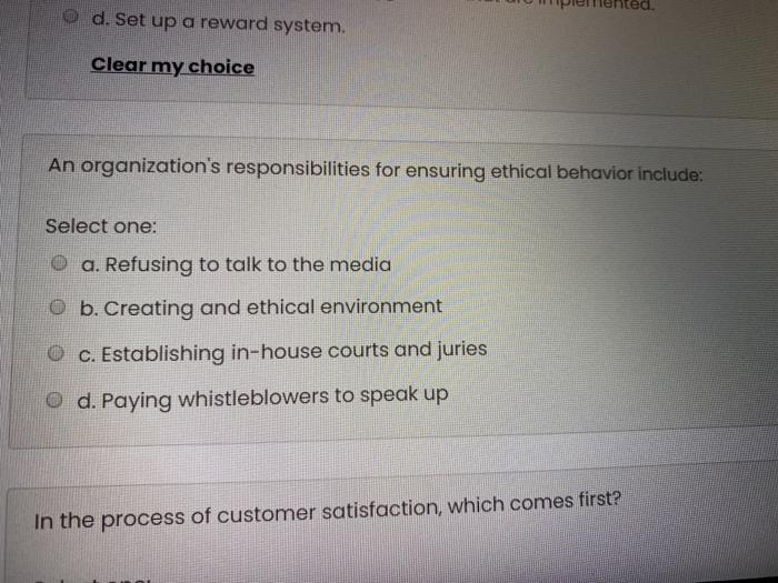 ed. O d. Set up a reward system. Clear my choice
