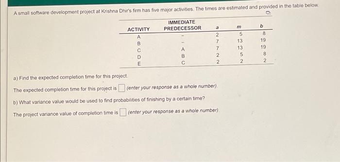 2 m A small software development project at