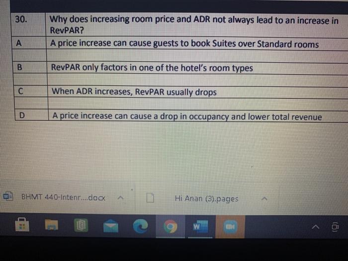 30. Why does increasing room price and ADR not
