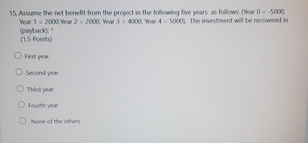 I'm in exam 15. Assume the net benefit from the