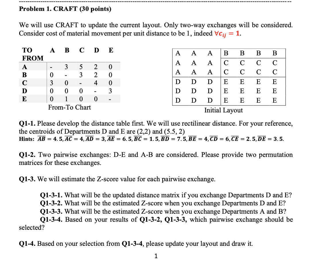 Problem 1. CRAFT (30 points) We will use CRAFT to