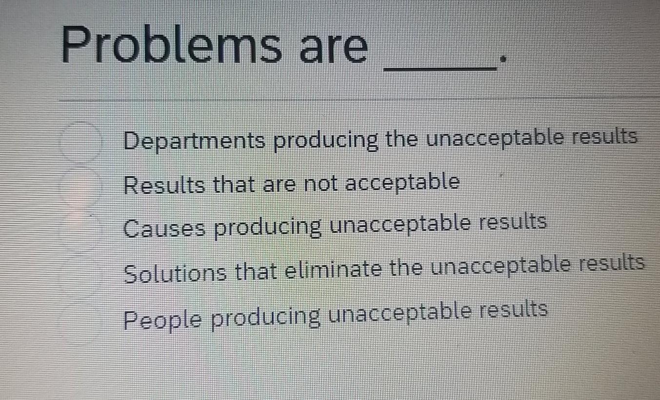 Problems are Departments producing the