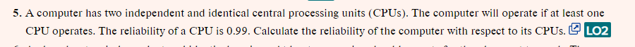 SHOW ALL STEPS PLS 5. A computer has two