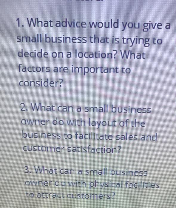 1. What advice would you give a small business