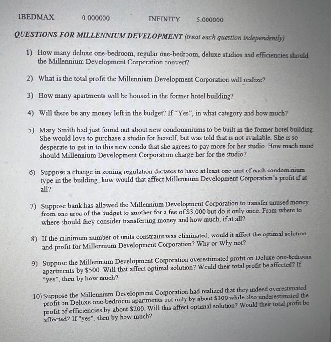 PROBLEM 2. The Millennium Development Corporation