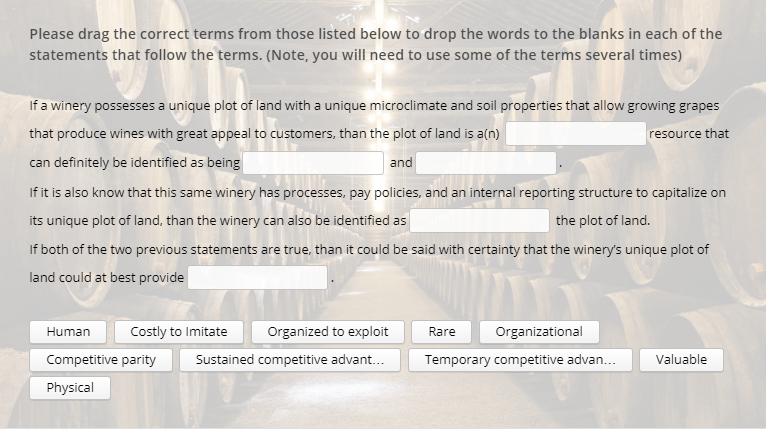 Please drag the correct terms from those listed