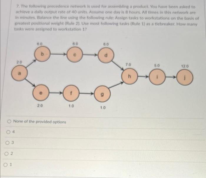 7. The following precedence network is used for