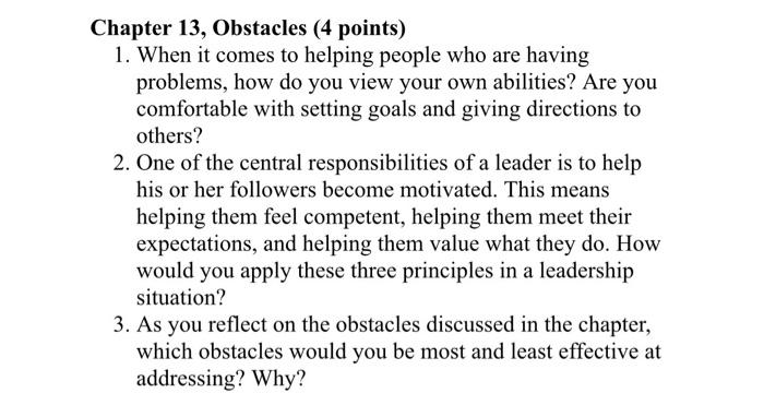 Chapter 13, Obstacles (4 points) 1. When it comes