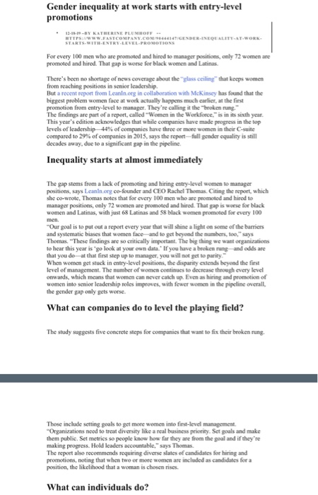 Consider the case study on "Gender Inequality at