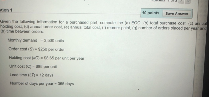 QueSUUNI UI 2 > >> stion 1 10 points Save Answer