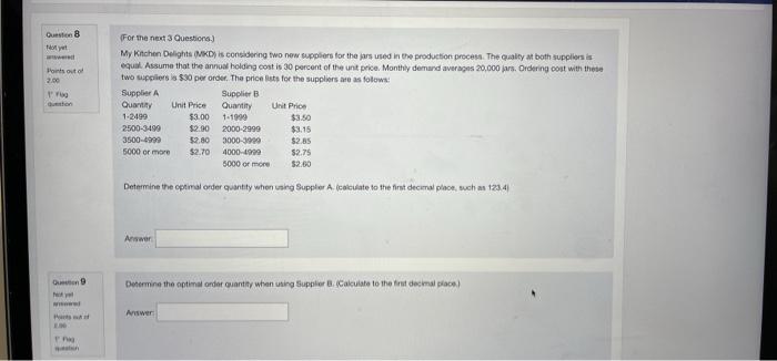 1. determine the optimal order quantity when