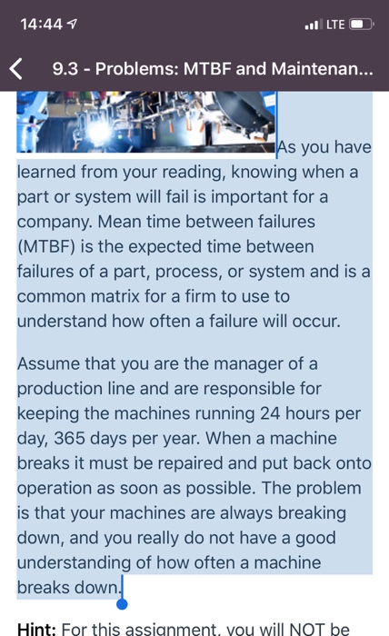 11:001 l LTE - < 9.3 - Problems: MTBF and